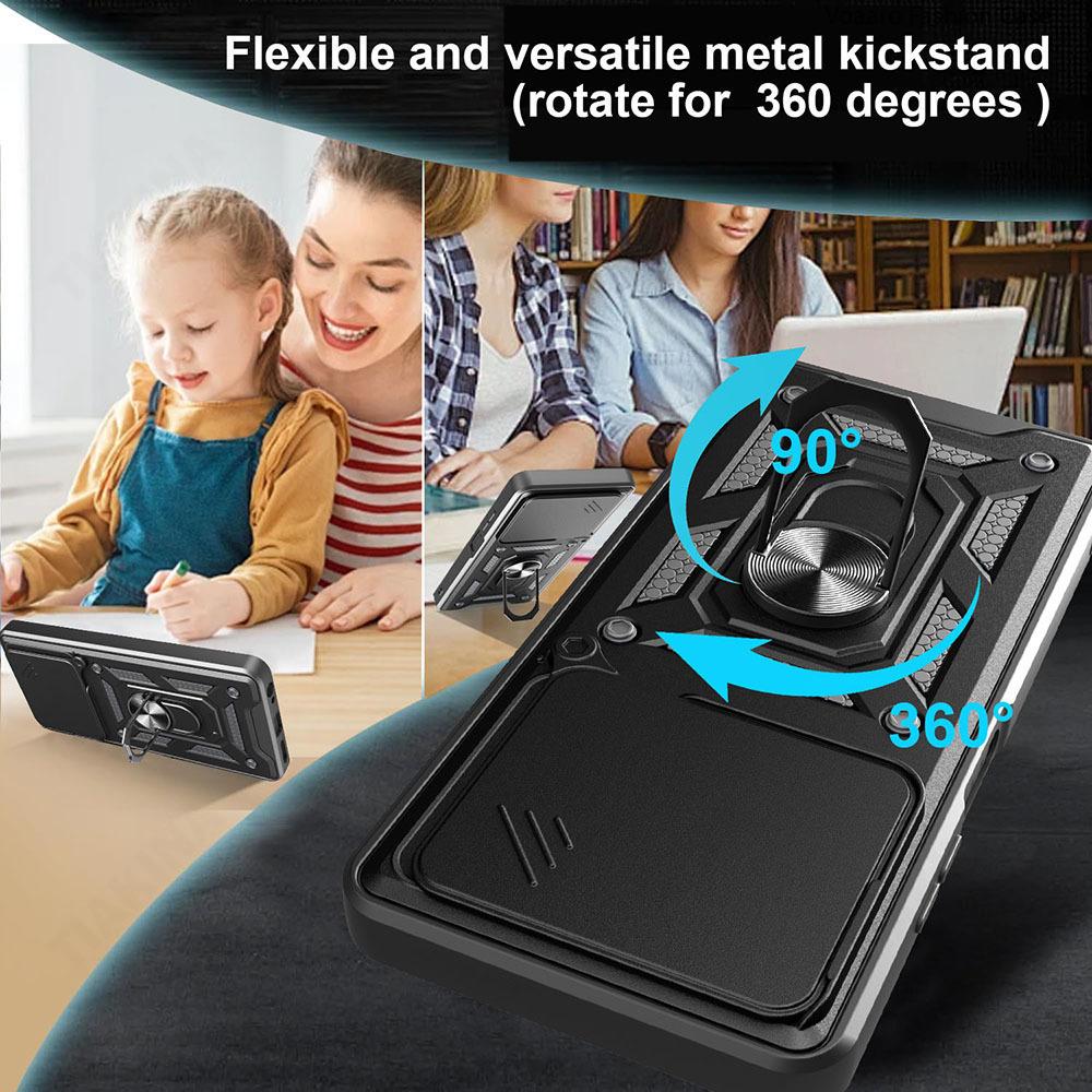 Slide Lens Armor Funda for Realme C61 4G India Case Magnetic Ring Stand Holder Cover for Realme Note 60 Narzo N61 4G Global Case