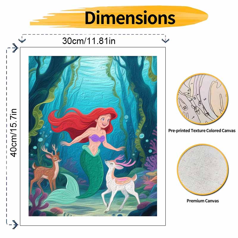 Disney Цифровой набор для масляной живописи Арт-набор Русалка Океан Олень Ручная работа Раскрашивание Картина Домашний декор