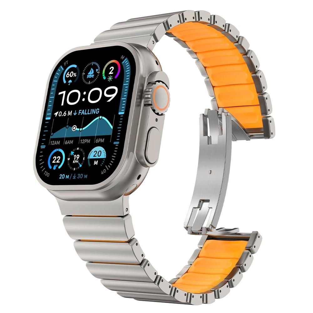 Cinturino in Gomma Fluoroelastomero di Titanio per Apple Watch Ultra 3 2 49mm 10 11 46mm Cinturino Magnetico per Iwatch 9 8 7 45mm 6 SE 3 44mm