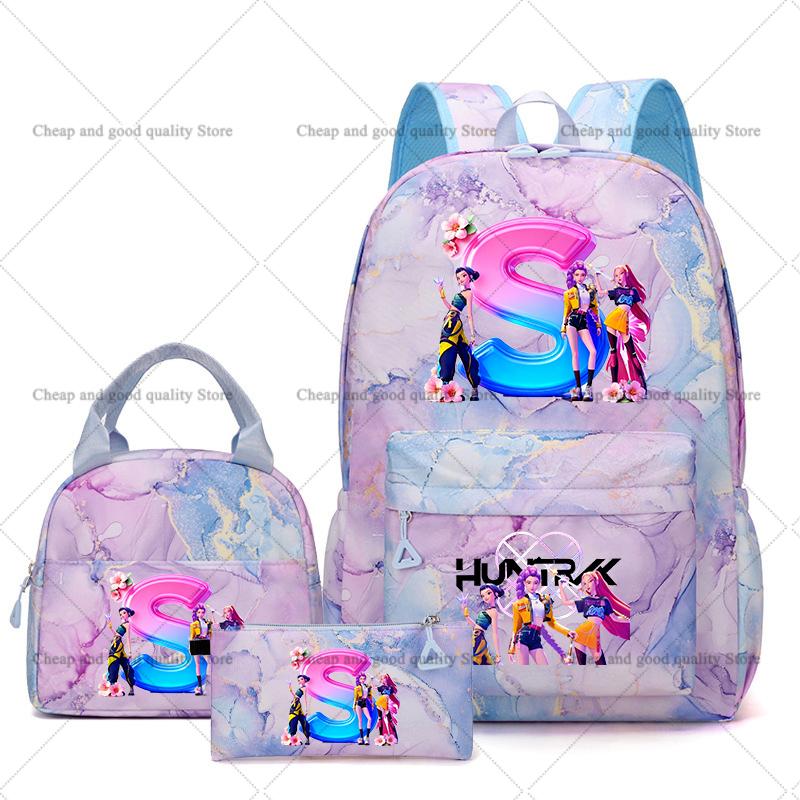 3PCS KPop Demon Hunters Backpack Lunch Bag Set School Bag Pencil Case Girl Back To School Perfect Gift Leisure Mochila Teens Travel Bags