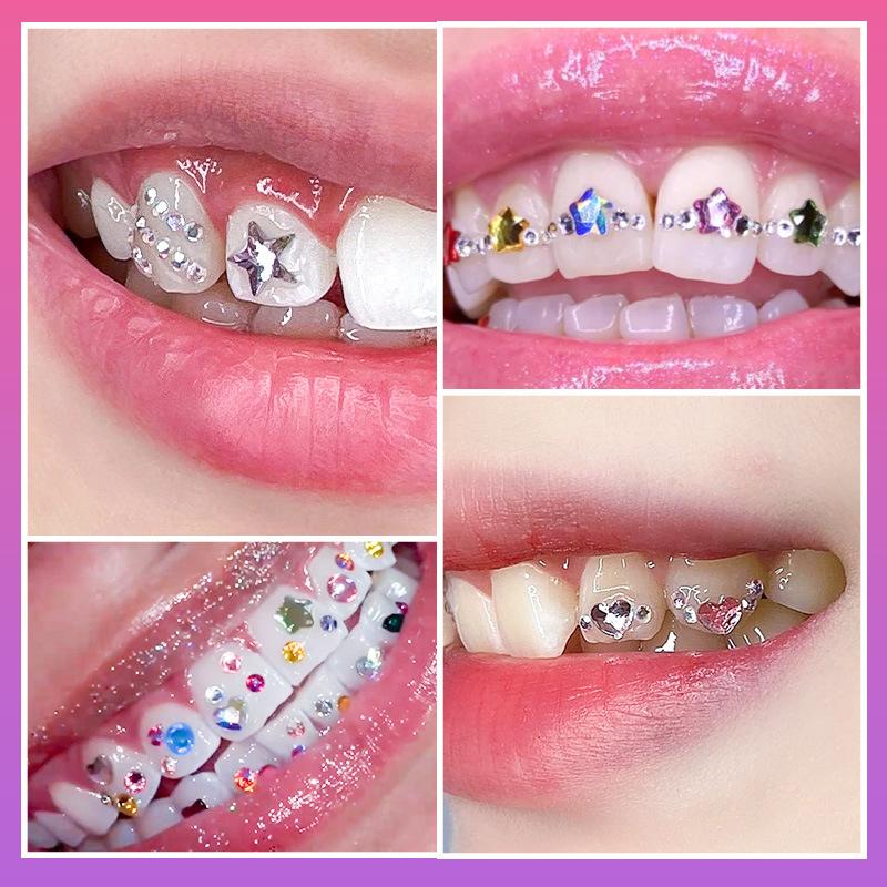 1Set Dental Tooth Gems Diamond Ornament Diy Tools Various Shapes Color Teeth Jewelry Denture Acrylic