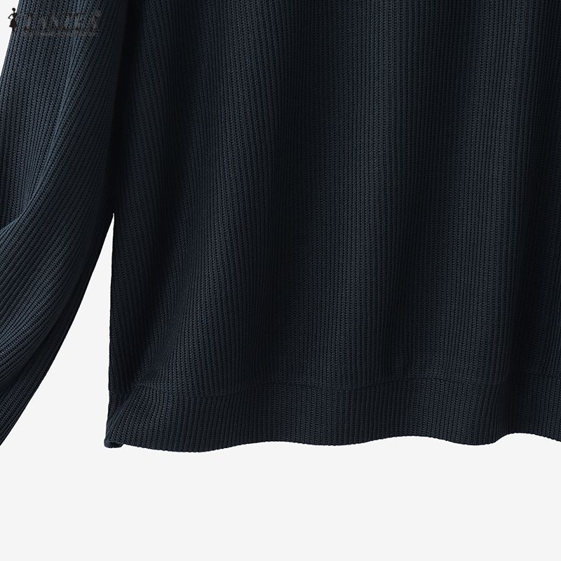 ZANZEA Women Off Shoulder Casual Long Sleeve Knitted Sweater Tops