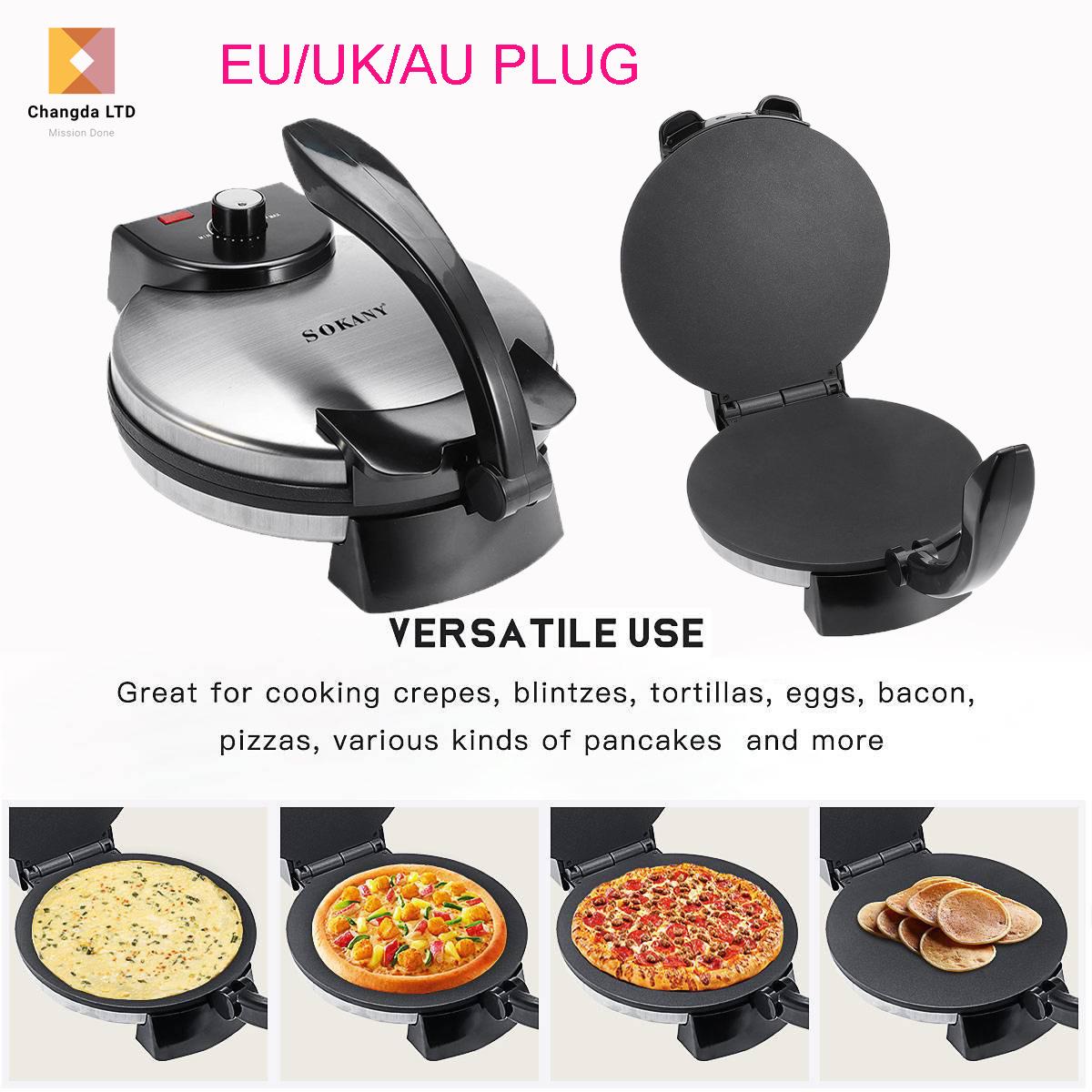 

High Power Non-stick Adjustable Temperature Crepe & Spring Roll Maker - Large Pancake & Pizza Machine UK Plug