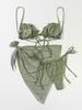 Neuer Damen einfarbiger Neckholder-Bikini 3-teiliges Set - High-Waist Mesh Split Badeanzug