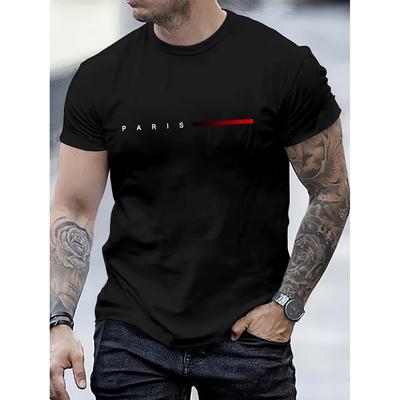 Lässiges T-Shirt mit Paris-Buchdruck, übergroß, Rundhalsausschnitt, Kurzarm-T-Shirts, Atmungsaktiv, Herren-Fitness-Muskel-T-Shirt, Kleidung