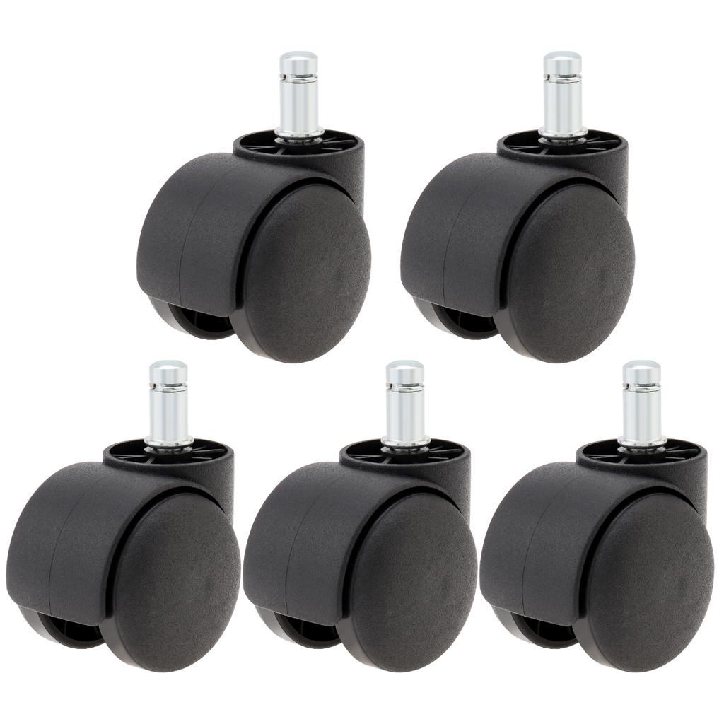 Ruedas de plástico para silla de 2 pulgadas, 1 unidad o 5 unidades, para muebles de escritorio, sillas de oficina, escritorios de computadora, pisos de madera y alfombras, con freno.