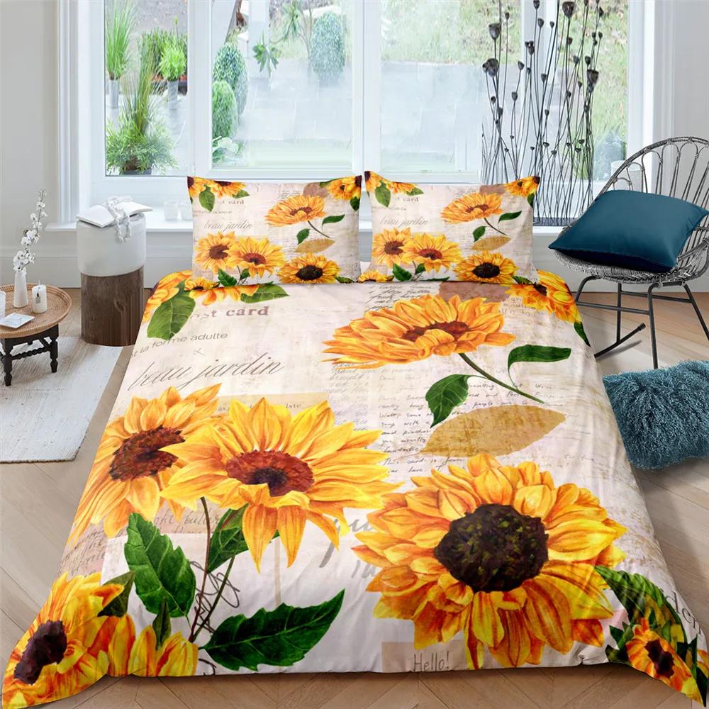 Sunflower Rainbow Duvet Cover Yellow Flowers for Children Girl Women Floral Colorful Polyester Quilt Cover Bedroom Decorations