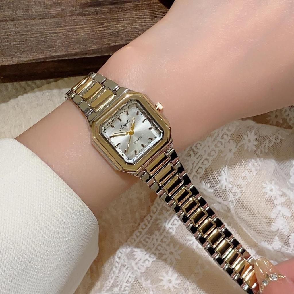 Elegant Gold Square Women's Quartz Watch - Chinese Style Business & Student Wear