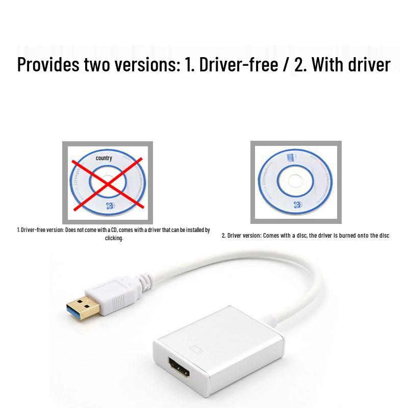 USB 3.0 To HDMI Adapter: Driver-Free, Silver/Black, HD Video Conversion for Laptops