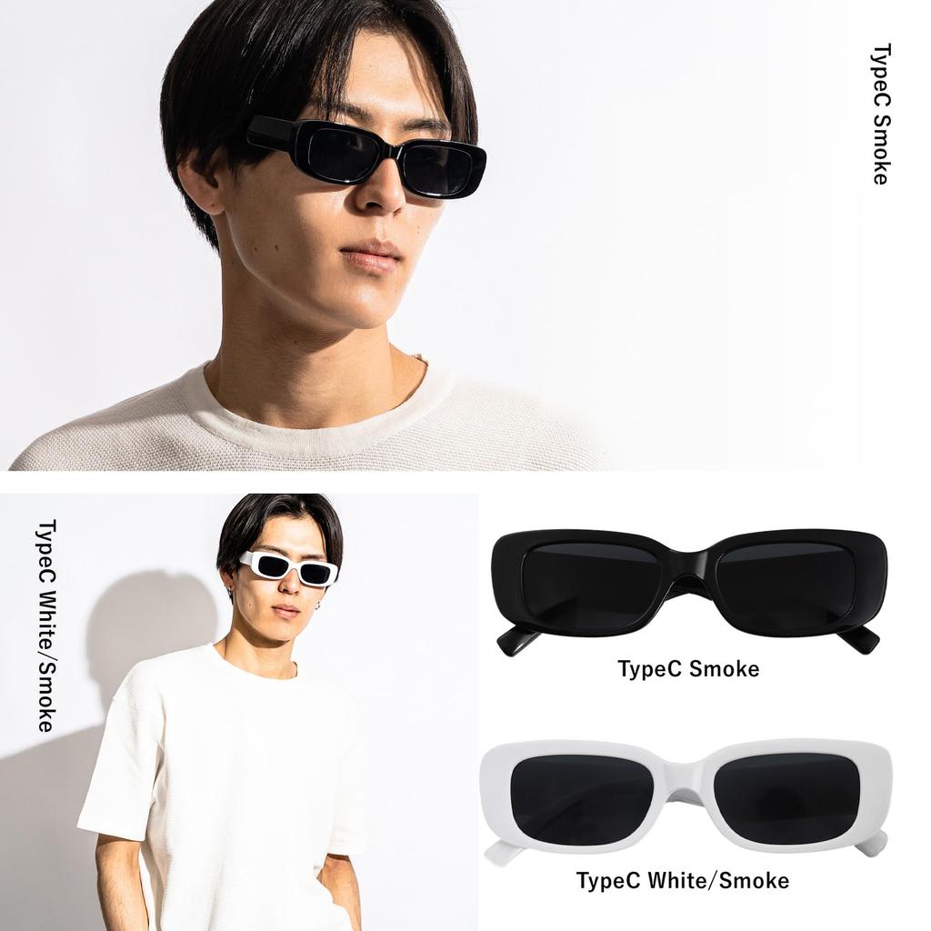 Clear Clear Light For UV UV Protection [Puente] Sunglasses, Men's, Stylish, Women's, Gray, Frame, Smoke, Smoke, Black, Square, Slim, Square, Narrow,