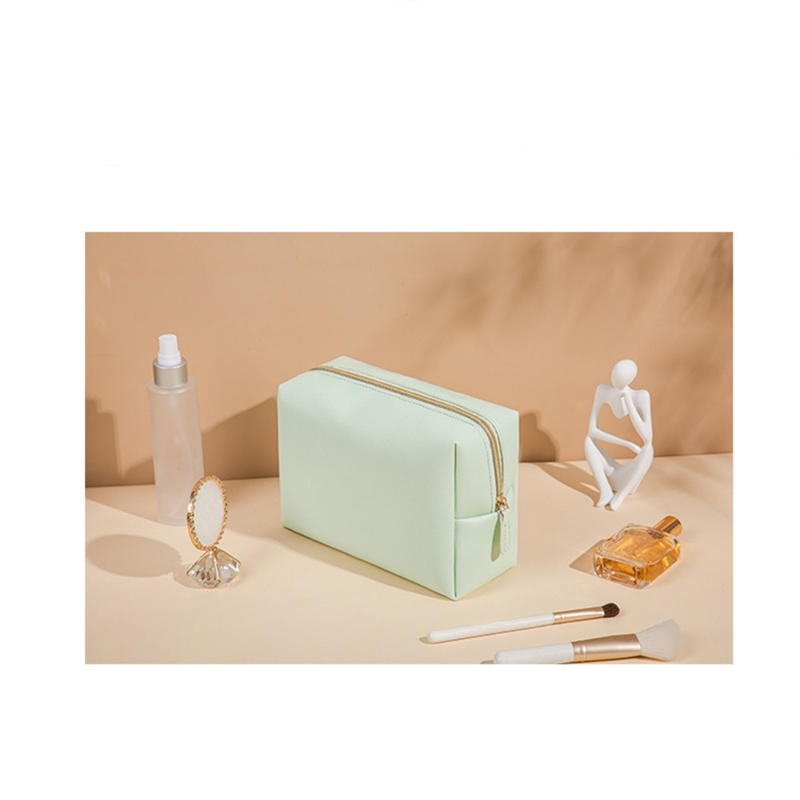 Portable Travel Zipper Cosmetic Pouch Water Resistant PU Leather Makeup Toiletry Organizer Bags for Women