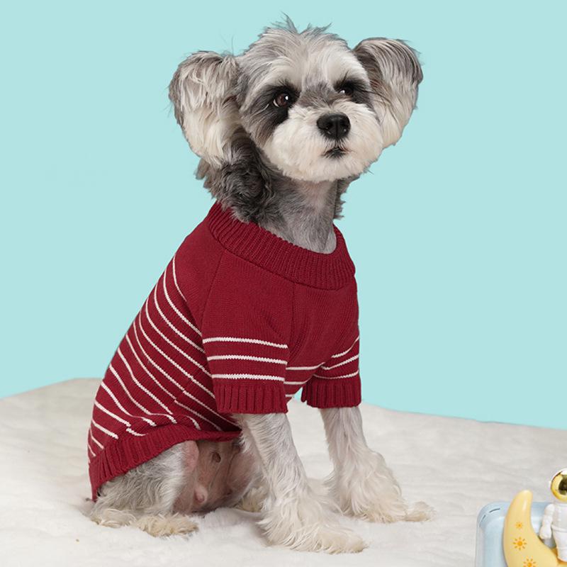Autumn Striped Button Knitwear for Pets: Cozy Two-Legged Sweater for Dogs & Cats Small