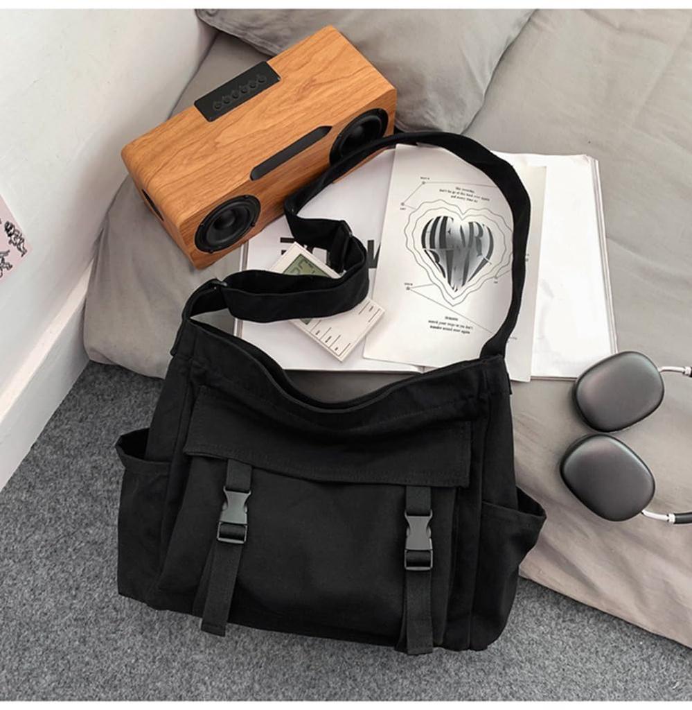 LeafIn Canvas Tote Bag, Large Capacity, A4 Size, Men's and Women's, Eco Bag, Shoulder Bag, Stylish and Durable, Perfect for Commuting, School, and