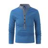 Men's Polo Shirt Long Sleeve Plaid Stand Neck T-shirt Spring Autumn Casual Fit Top Men