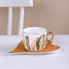 European-style Ceramic Feather Coffee Cup Set Afternoon Tea Set Latte Flower Mug Dish Home Mug Set Home Decorative Drinkware
