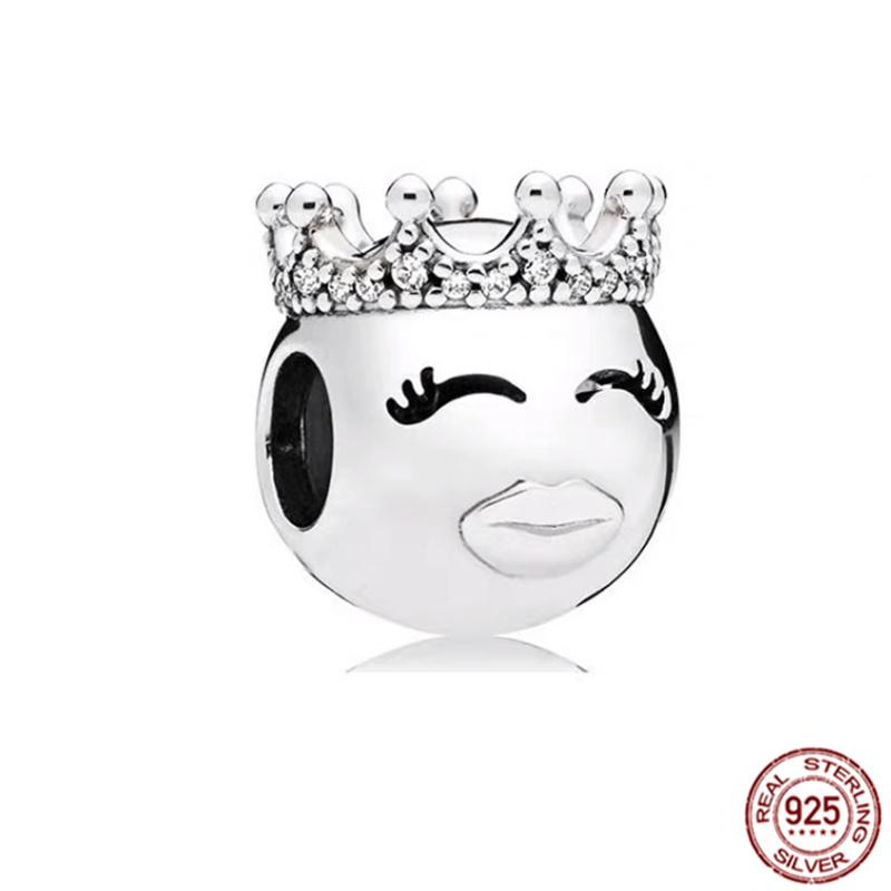 Het försäljning S925 Sterlingsilver Pojke- Flicka-Tonåring & Prinsesskrona Prins Hängberlock Smycken Pärlor Passar Original Armband
