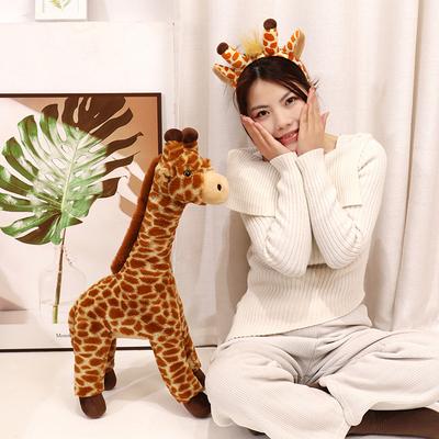 Simpatico animale simulato giraffa bambola peluche bambola cervo bambini bambola di pezza lenitiva oggetti di scena per la fotografia