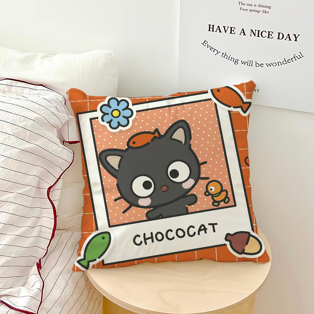 Cute Cartoon Art Chibi Cat C-Chococat Sro Comfort Soft Hogar Pillowcase For Sofa Living Room Bed Home Decor Protective Covers
