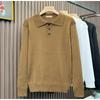 Spring Autumn Polo-neck Long Sleeve Knitting Pullover Top Male Casual Fashion Solid Bottomed Sweater Men