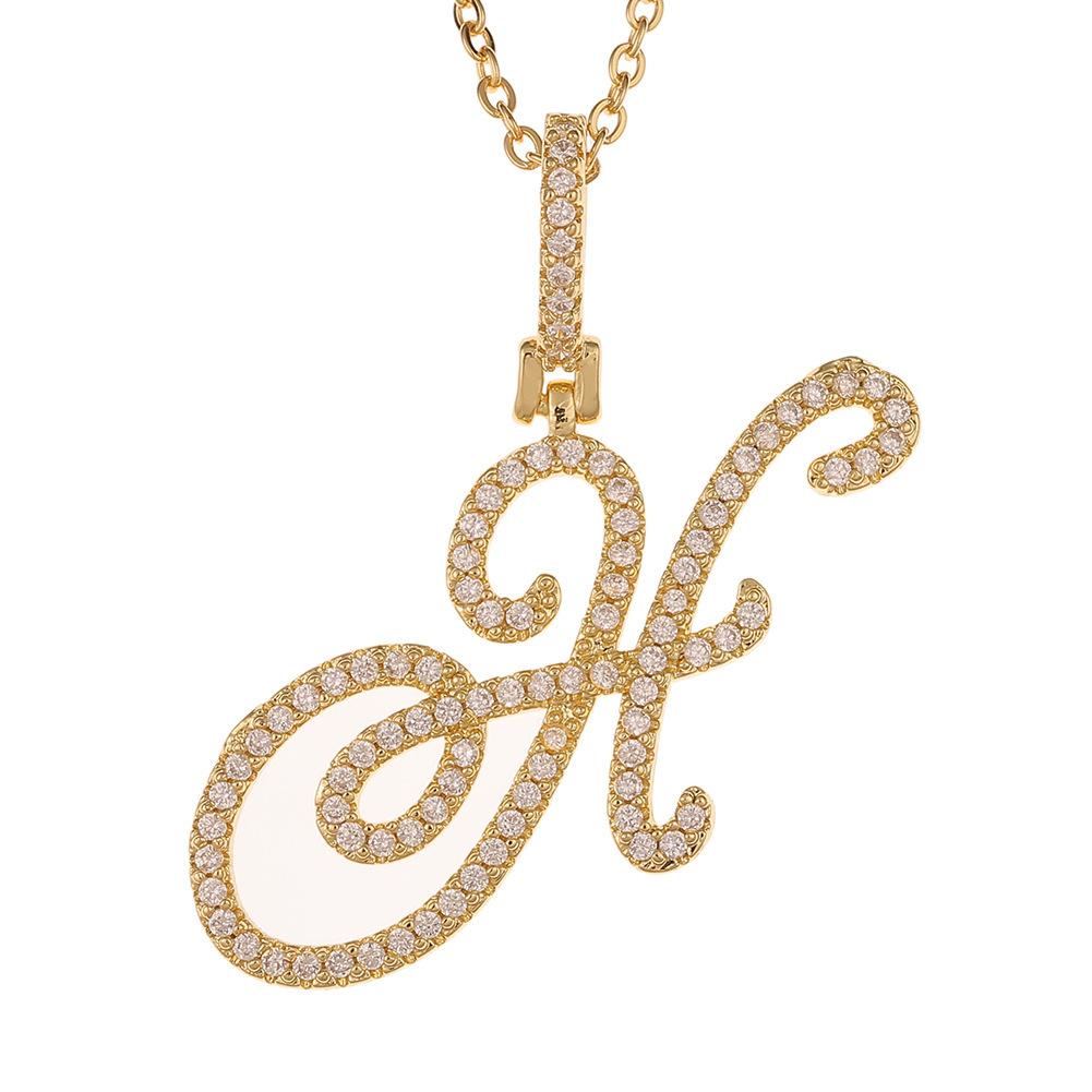 A-Z Cursive Initial Letter Pendant Necklace For Women Simple Rope Chain Pendant Necklace Jewelry Gift