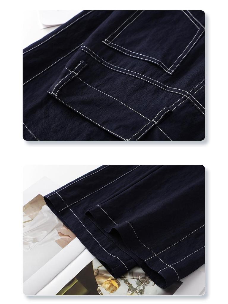 Dark Blue Retro Wide-Leg Women's Jeans: 2025 Summer High-Waisted, Floor-Length, Straight-Leg Style