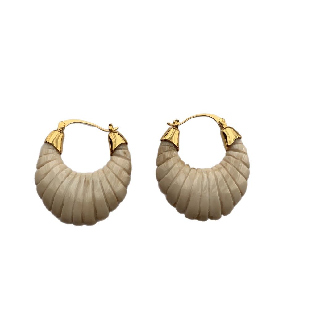 Classic Ring Resin Earrings Ear Buckle Niche Design Premium Retro Light Luxury Amber Autumn And Winter Earrings Earrings