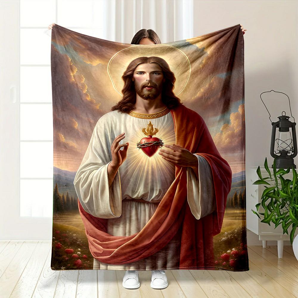 Heiligstes Herz Jesu Decke Gemusterte Flanelldecke perfekt für Schlafzimmer Wohnzimmer, Sofa oder ein kleines Nickerchen