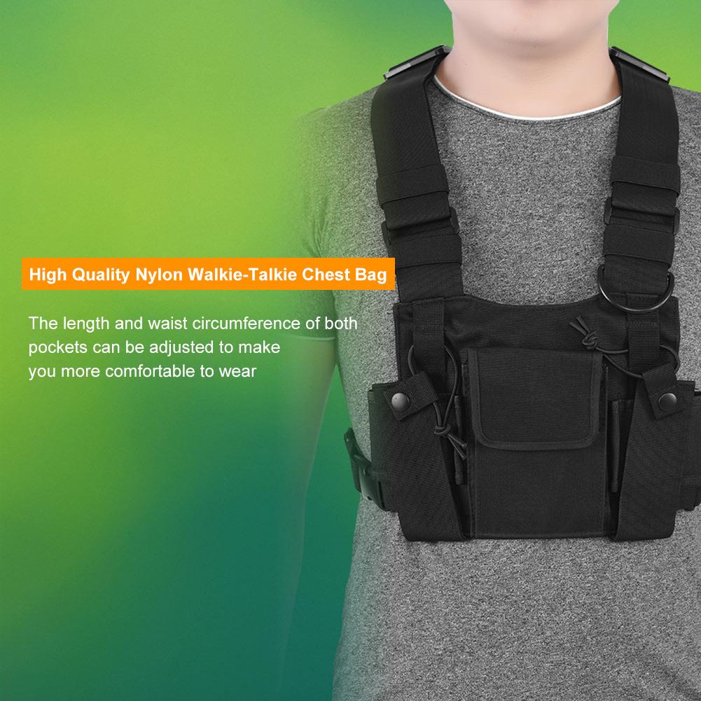 High Quality Nylon Walkie Talkie Chest Bag Universal Hands Free Adjustable Bag Hanging On Duty