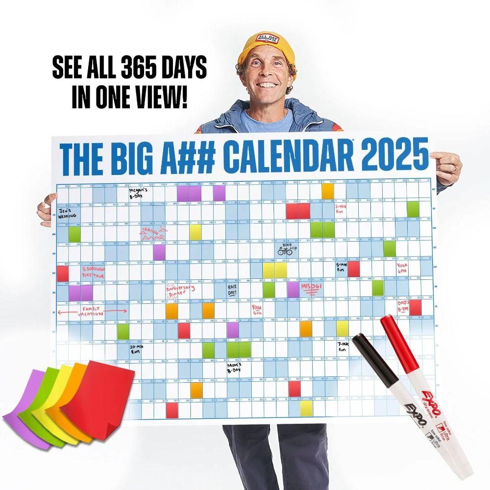 Calendario 2025 Giant The Big A## con Penna e Adesivi Planner Annuale da Parete Planner per la Casa