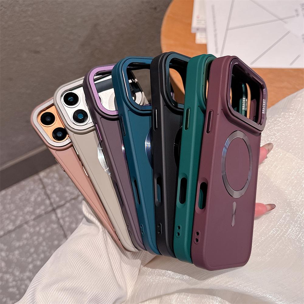 Coque Housse Support Objectif de Charge sans Fil Magnétique Mat Pour iPhone 17 16 15 14 13 12 11 Pro Max Plus Air Pour Magsafe Housse antichoc