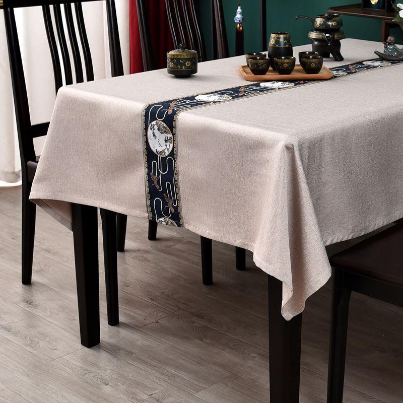 

Новая скатерть в китайском стиле Классический китайский стиль Дзен Хлопково-льняной стиль Новое поступление 2025 Скатерть для чайного столика Каллиграфия Скатерть для обеденного стола Crane-Cafe 90*90cm (can be bedside table cover)