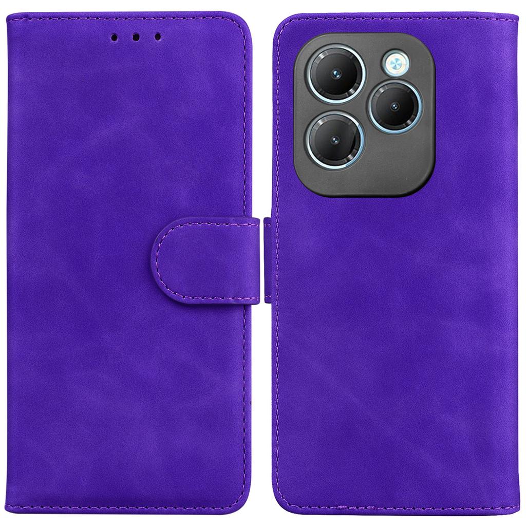 For Infinix Hot 40/40 Pro Shockproof Case Solid Color Leather Wallet Flip Phone Cover