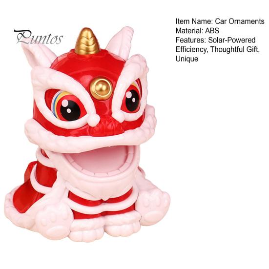 Solar Lion Car Dashboard Ornaments Chinese Style Lucky Lion Dance Model Solar Powered Home Decoration 2024 Year of The Dragon Gift for Drivers