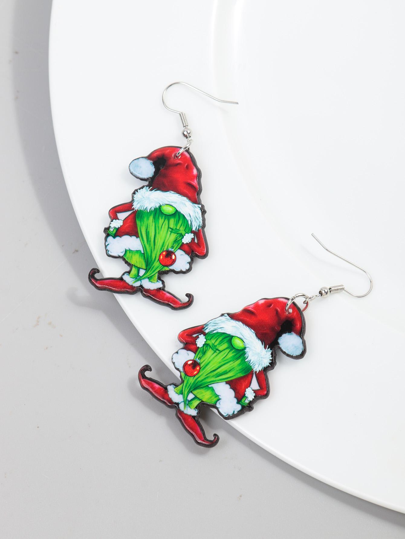 

Creative Christmas Dwarf Acrylic Earrings for Women Funny Red Hat Big Beard Long Drop Earring Fashion Party Jewelry Gifts