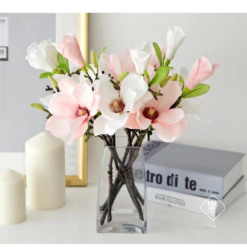 

5PCS Vintage Artificial Magnolia Flower Bouquet Arrangement for Home Office Wedding Bridal Bouquet Bedroom Floor Vase Decoration