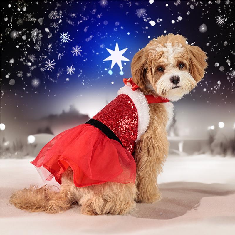 Weihnachts-Hund Zeremonielles Kleid Funkelndes Netzkleid Party Abendkleid Hochzeitsrock Hund Katze Prinzessin Neujahrsdekorationen