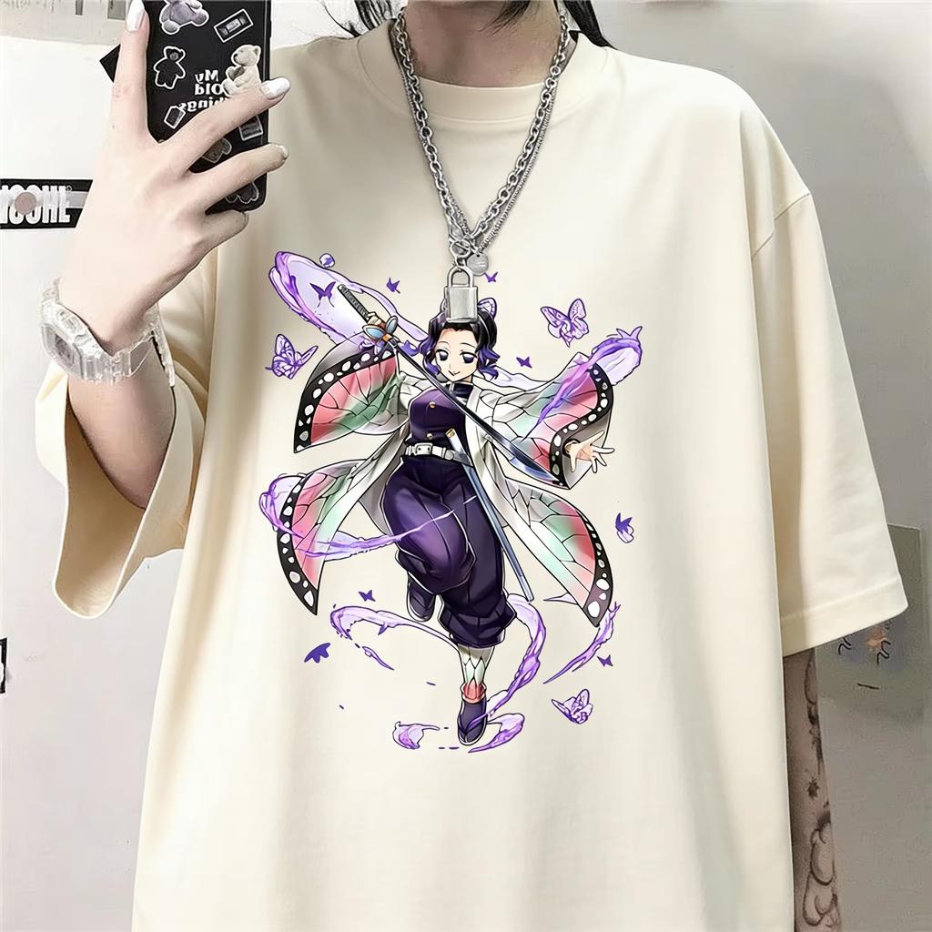 Summer Demon Slayer Shinobu Anime Printed T-shirt  Men Women Fashion Y2K Harajuku Style Men's Clothing T Shirt