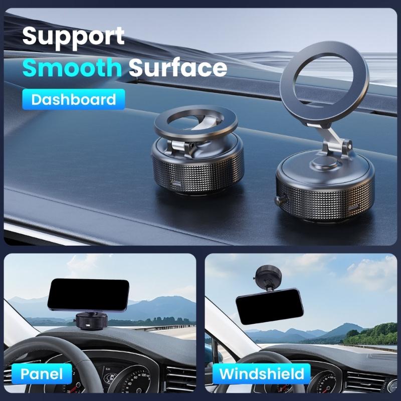 Składany Uchwyt Samochodowy na Telefon Magnetyczny Stojak Obrót 360 Stopni Regulowany z Technologią Podwójnej Przyssawki dla Łatwego Oglądania