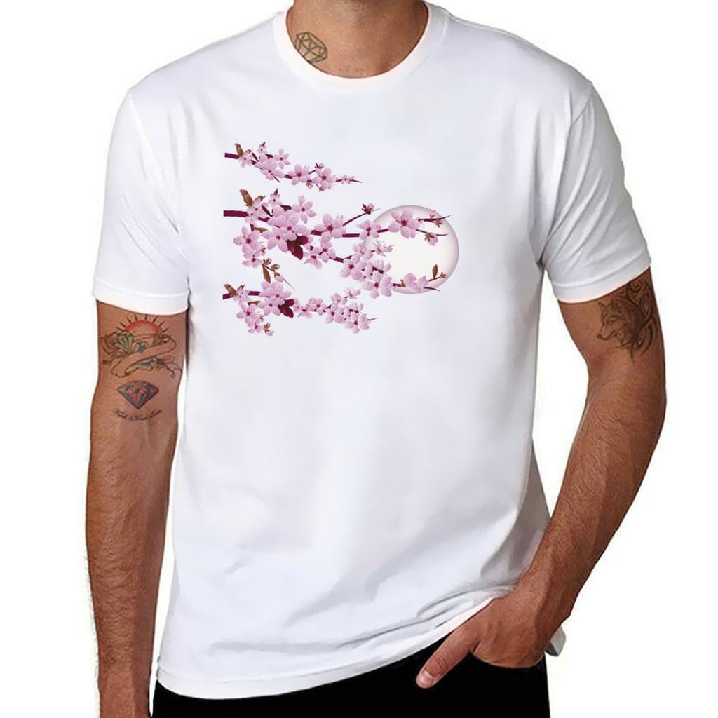 A Beautiful And Charming Cherry Blossom Tree In The Moonlight Tshirt Trend Art Print Tshirt