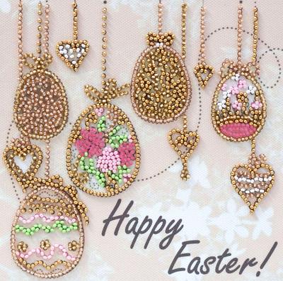 Mini Kit for Embroidery with Beads On Natural Artistic Canvas Abris Art Easter