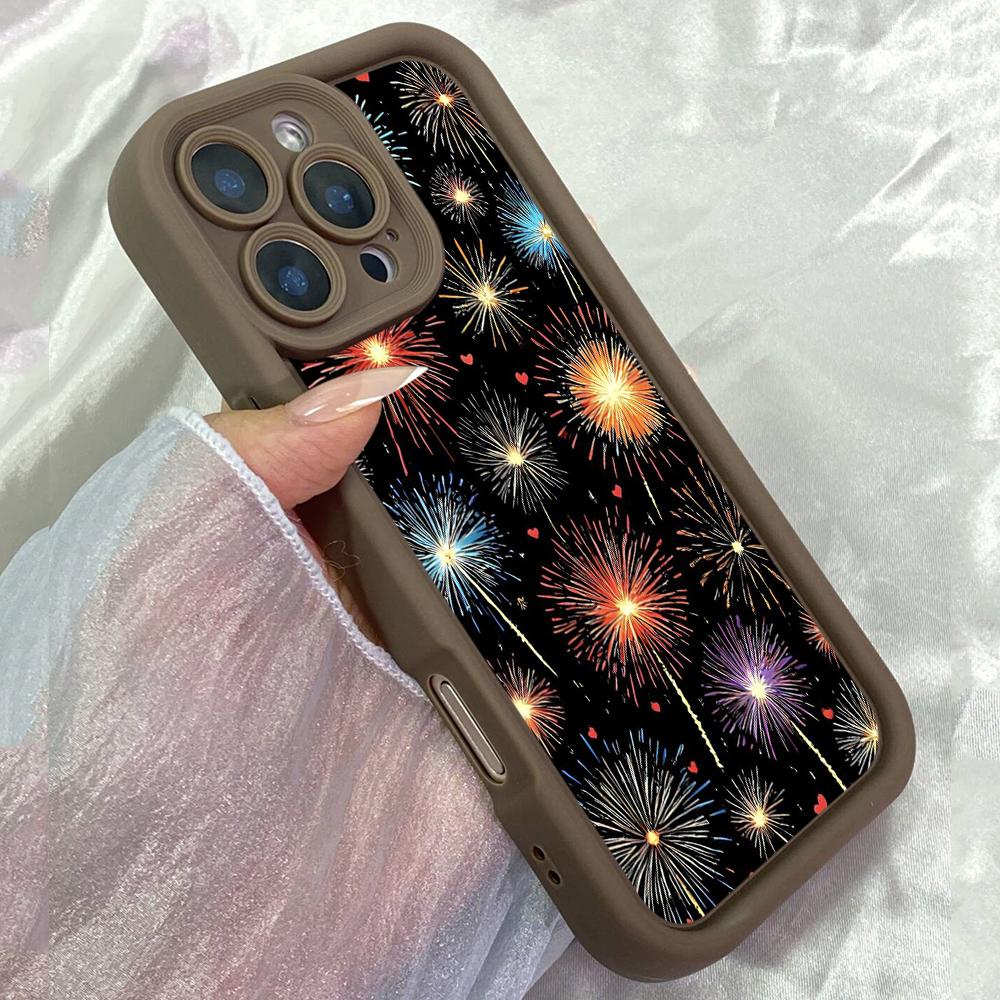 

JT248 fireworks cartoon drawing artwork for iPhone 17 16 15 14 13 Pro Max Samsung S26 S25 Ultra A17 A16 A07 A56 A36 A15 Xiaomi 15T Redmi 15c Soft Case Redmi 15C 4G/5G(171.6) коричневий