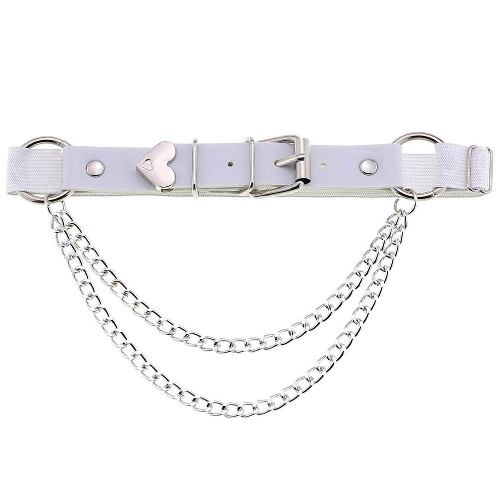 Punk Thigh Ring Leg Harness Chain Heart Garter Belt PU Leather Women Suspenders Fashion Accessories