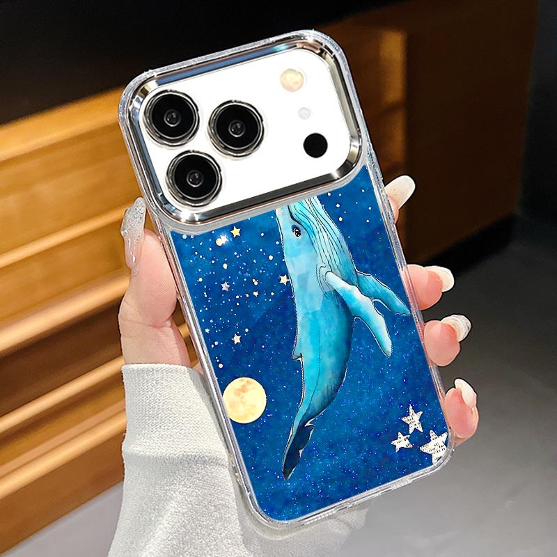 For iPhone 17 Pro Max Case Blue Giant Whale Ocean Pattern Soft Silicone Cover For Funda iPhone 16 Pro Max 15 14 13 12 11 17 Air