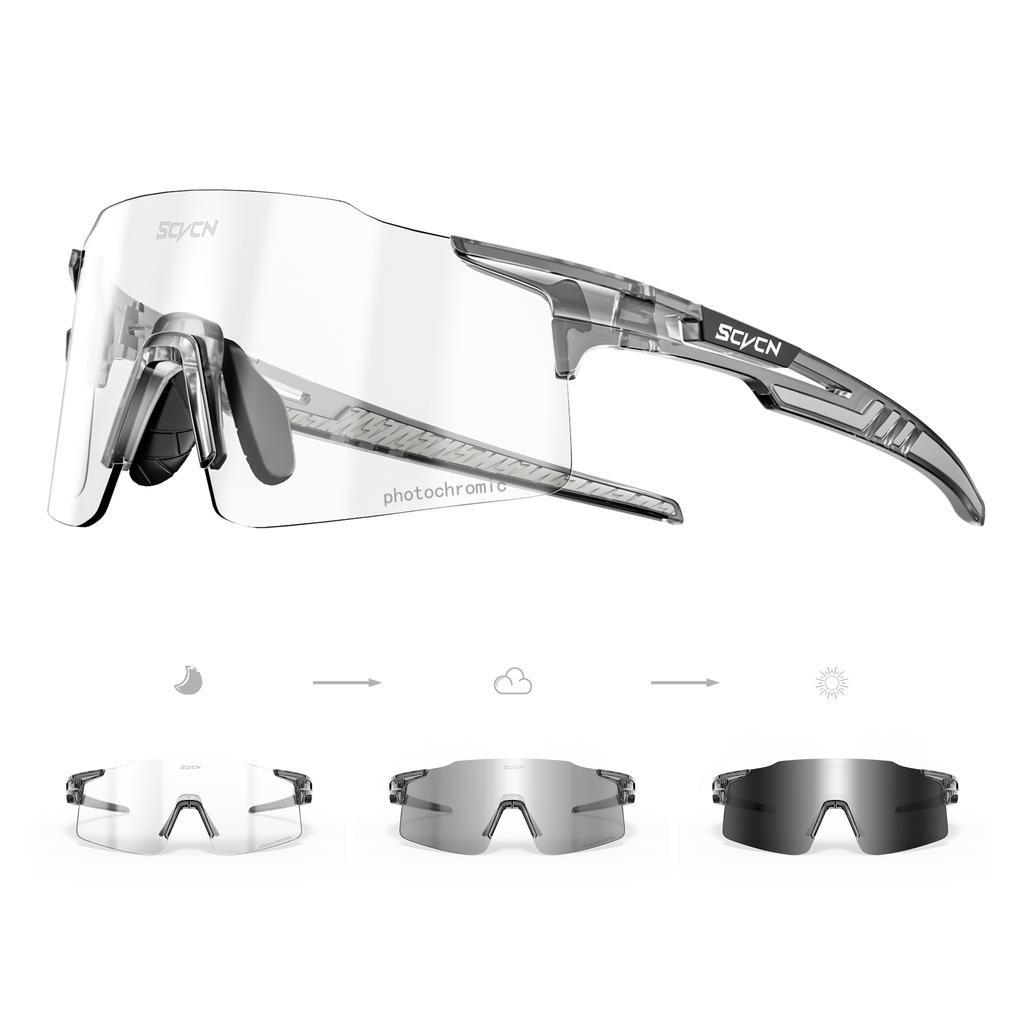 SCVCN New Photochromic Cycling Sunglasses Outdoor Road MTB Bike Eyewear Sports Running Hiking Glasses Men Women UV400 Goggles