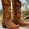 Autumn and Winter Footwear Plus Size  with Thick Heels and High Heels Embroidered Women's Boots