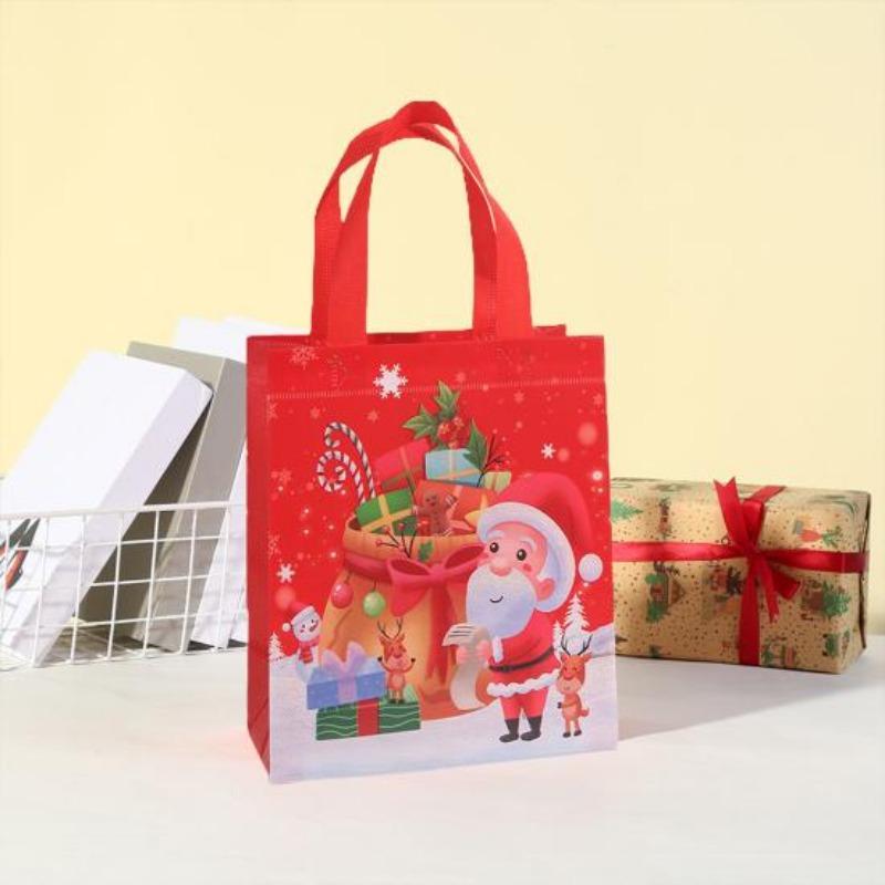 Bags Reusable Santa Claus Snowman Patterns Tote Bags for Festive Party Decoration
