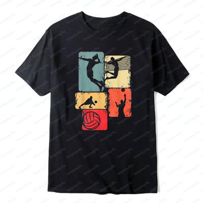 Volleyball Sport Silhouette Printed TShirt Casual Wear Breathable Outdoors Tee Athletic Fashion Women Man Tops Active Lifestyle