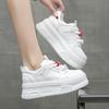 Platform white shoes women's 2025 spring new round head lace-up versatile height-increasing sports and leisure board shoes