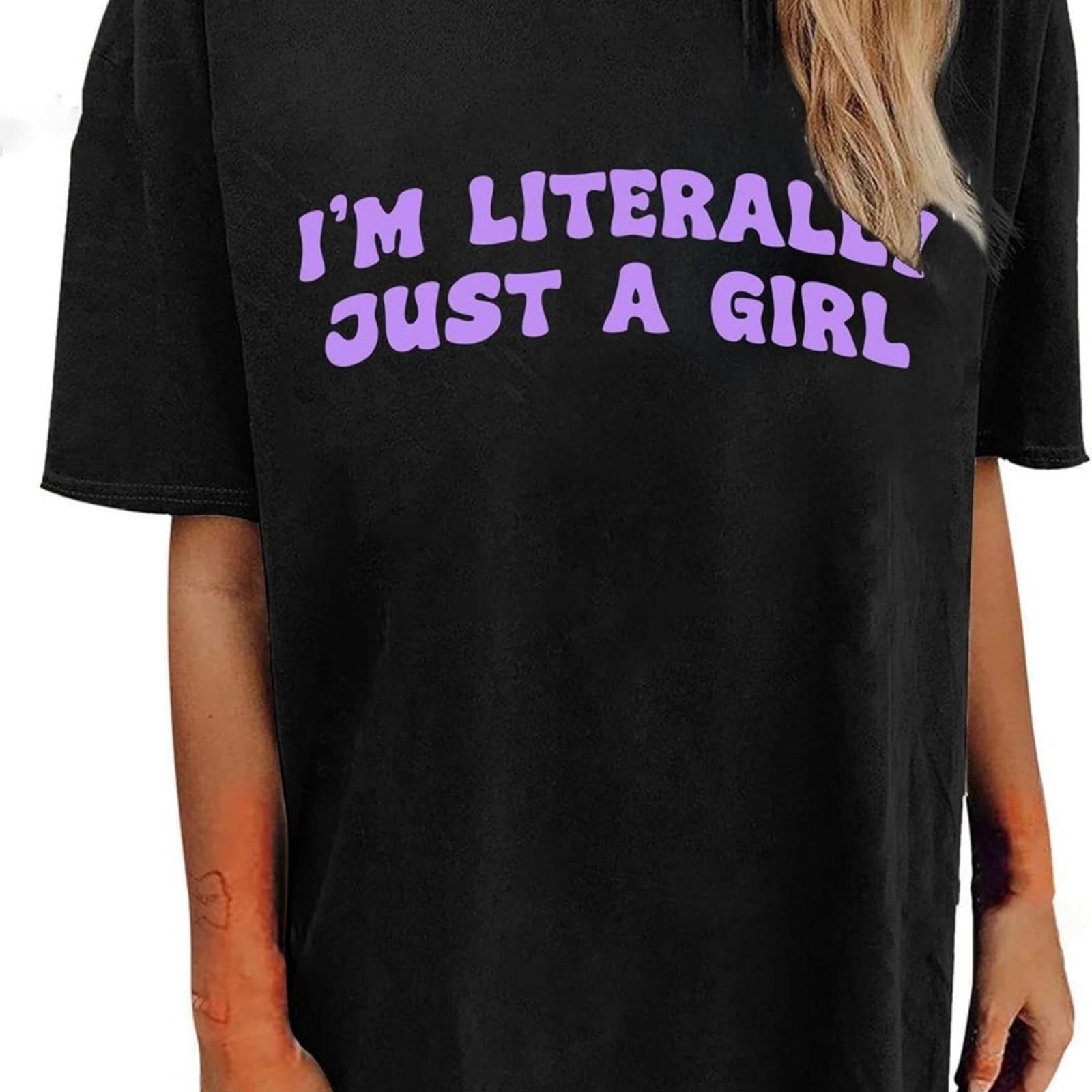 Avanova Women Graphic Letter Print Oversized T Shirt Short Sleeve Casual Summer Loose Fit Tee Top S