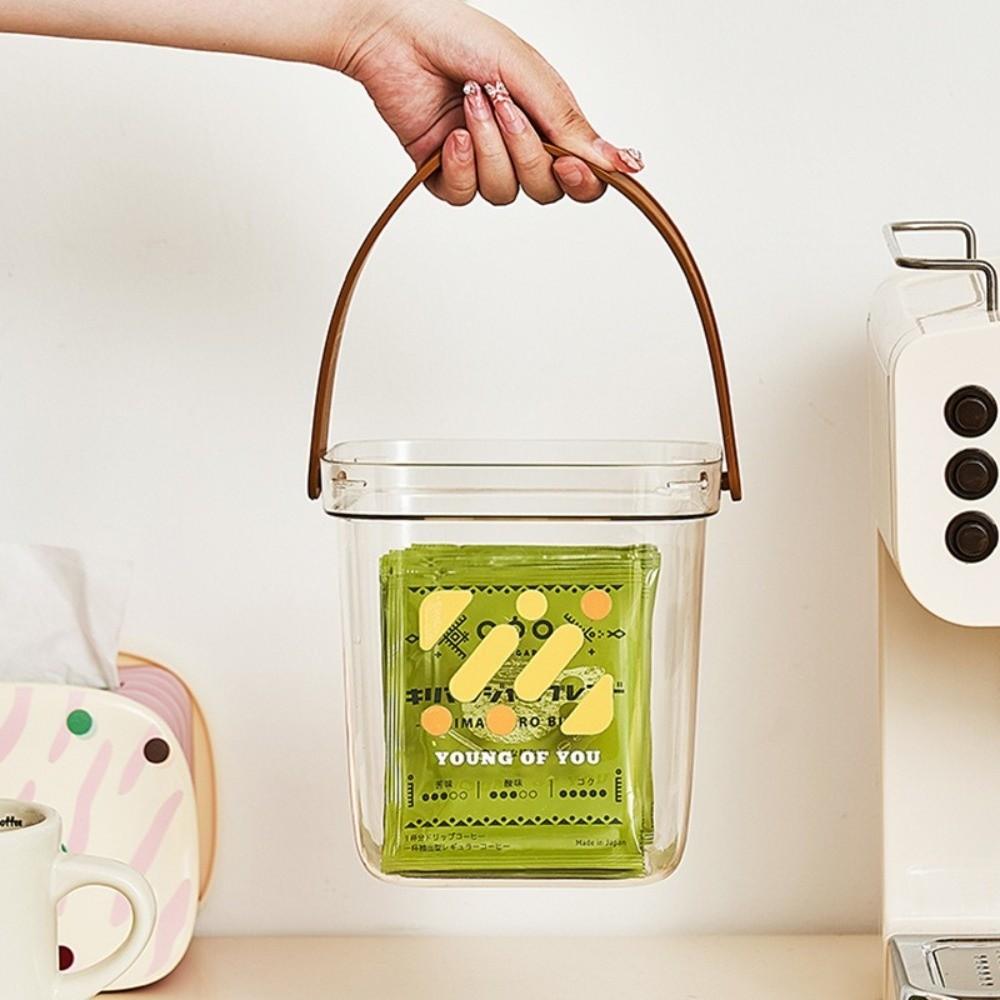 Transparent Desktop Trash Can Thickened Waste Paper Storage Box  Countertop Storage